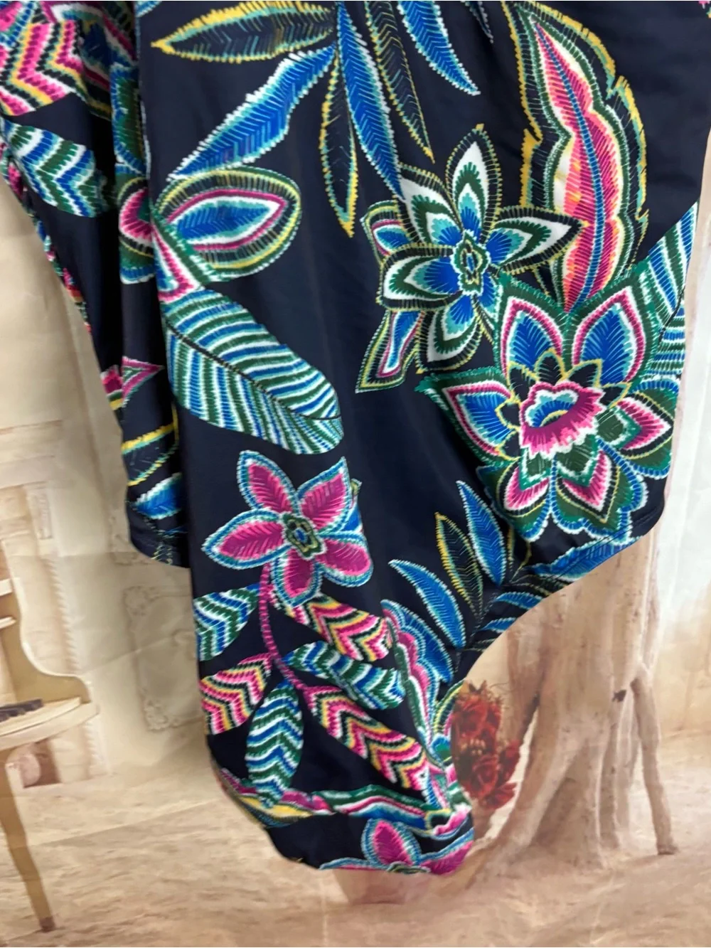 NEW Lane Bryant Janeiro Floral Maritime Blue No-Wire Flutter-Sleeve One-Piece